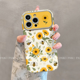 Casing HP Jendela Besar Bunga Matahari & Lebah Segar, Cocok Untuk iPhone 7PLUS XS XR XSMAX 16 11 12 13 14 15 PRO MAX 14 15 16 PULS  bahan TPU yang lembut, casing ponsel antiguncangan