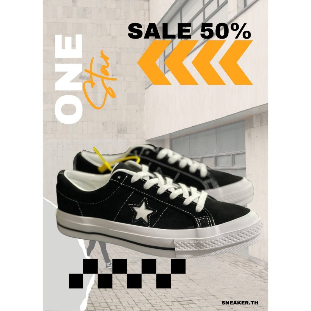 คอนเวิสConvers One Star รองเท้าผ้าใบ กำมะหยี่ Sz.40-44 Eu สีดำ รุ่นดาวเดียว H7A103
