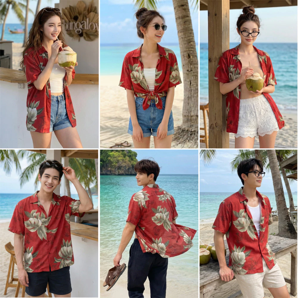 เสื้อสงกรานต์ผู้ชาย ลายดอก สีดำดอกขาว คอปก ผ้าไหมอิตาลี #312 thumbnail 3