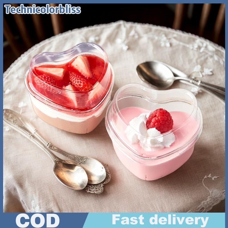 Tcbs 10/20/30 ชิ้นทิ้งพลาสติกใสมูสถ้วยมินิรูปหัวใจพุดดิ้งถ้วยขนมสําหรับโรงแรมพรรคและหวาน Shop Bliss