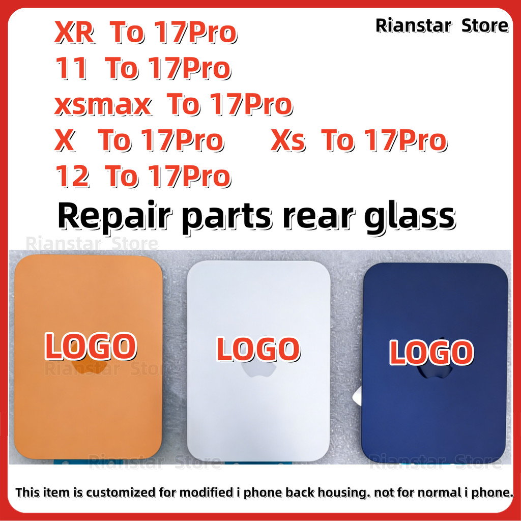อะไหล่ซ่อมกระจกด้านหลังสําหรับ iP XR ถึง 17pro ,11/12 ถึง 17 Pro, X/Xsmax ถึง 17promax XS MAX TO 17 PRO MAX เปลี่ยนชิ้นส่วนสวิตช์