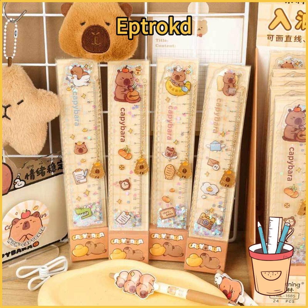 ไม้บรรทัดวัด EPTRO, Capybara พร้อมจี้ตรงไม้บรรทัด, ทรายดูดน่ารัก 15 ซม. การ์ตูน Straightedge Drawing เครื่องมือ