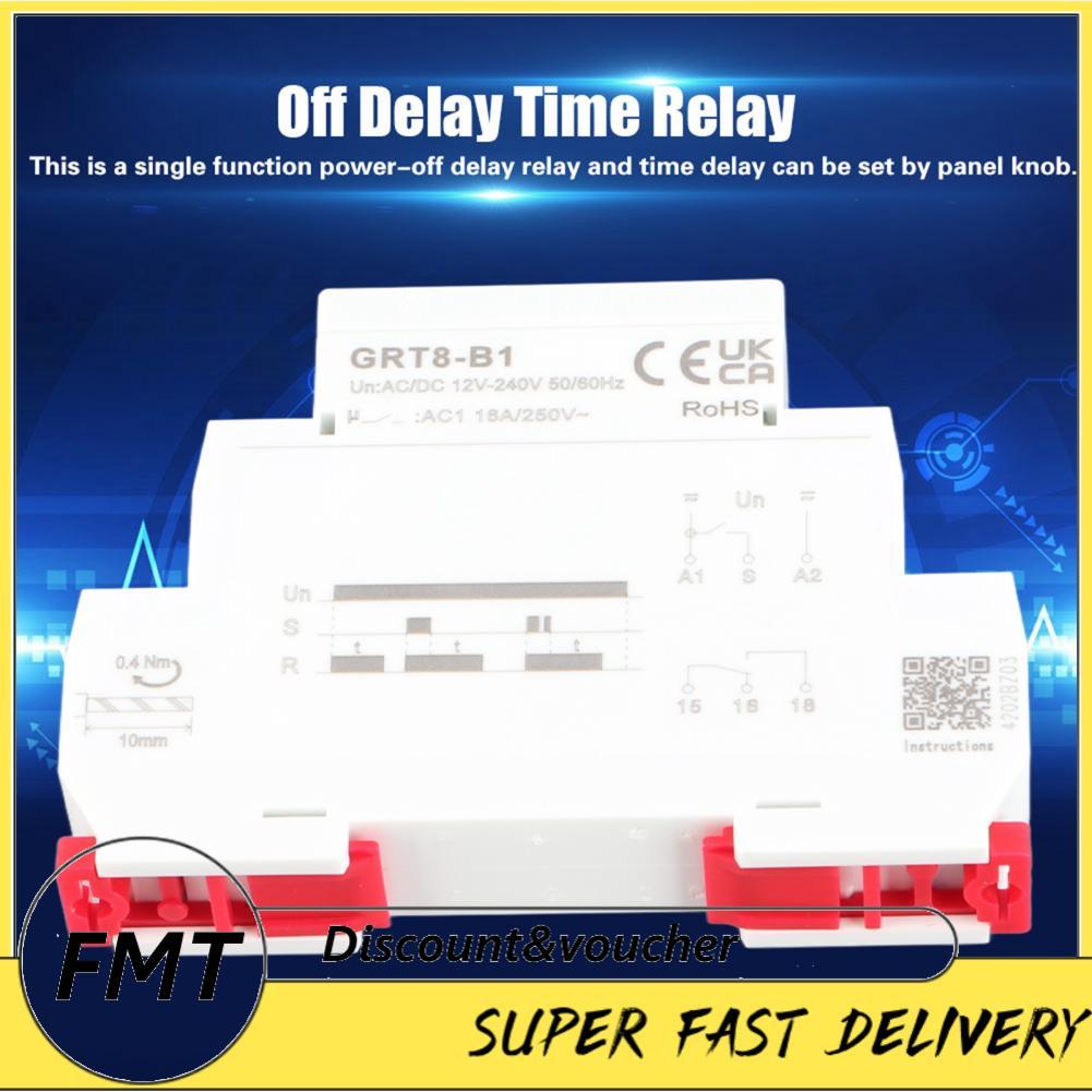 Freemarket Freemarket GRT8-B1 AC/DC 12V-240V รีเลย์เวลาหน่วงเวลา Mini Power Off ประเภทราง DIN พร้อมไ