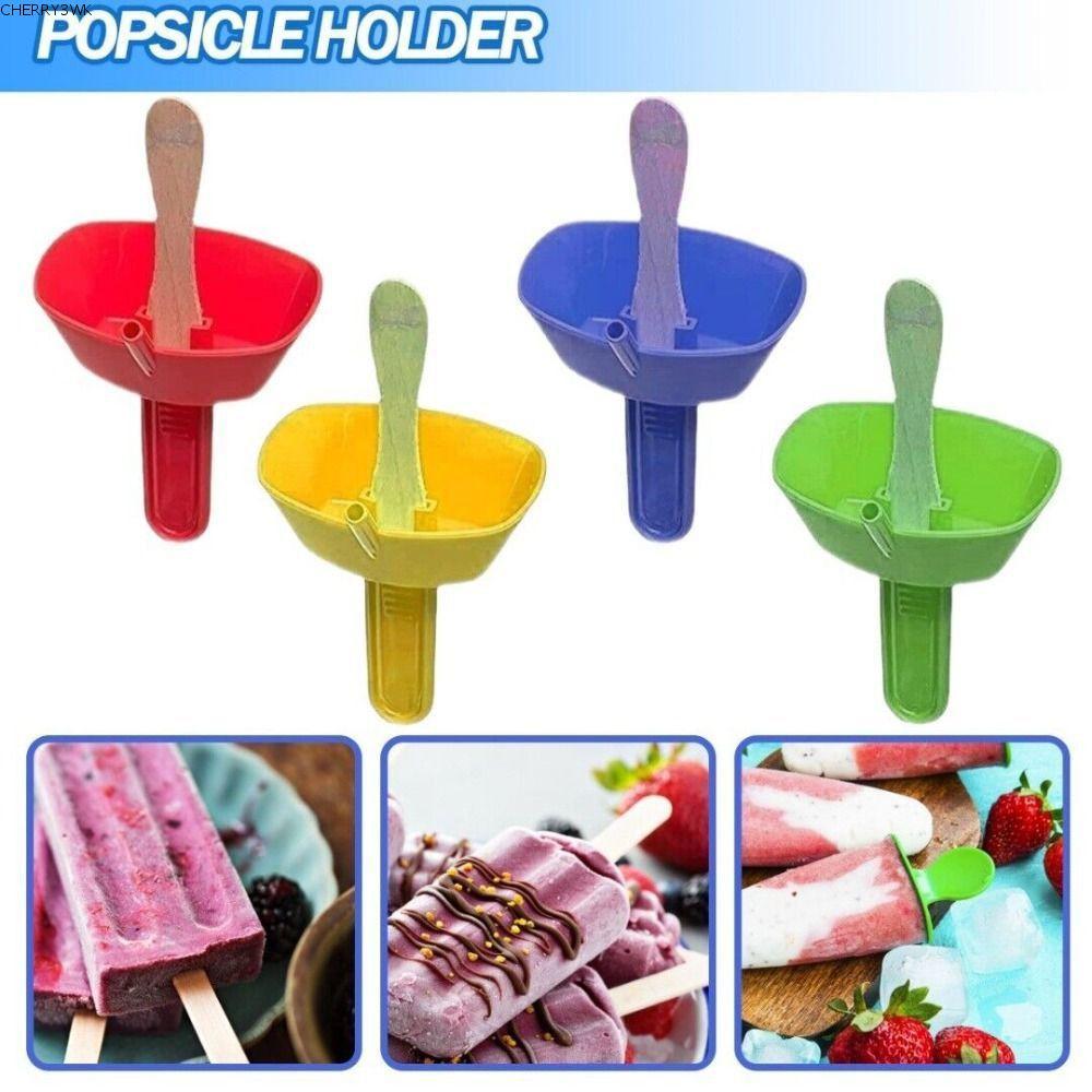 19VJKEPSHOP หยดหลักฐานผู้ถือไอติมแบบพกพาแช่แข็ง Anti-Drip ถาดน้ําหนักเบา Double Ice Pop Guard