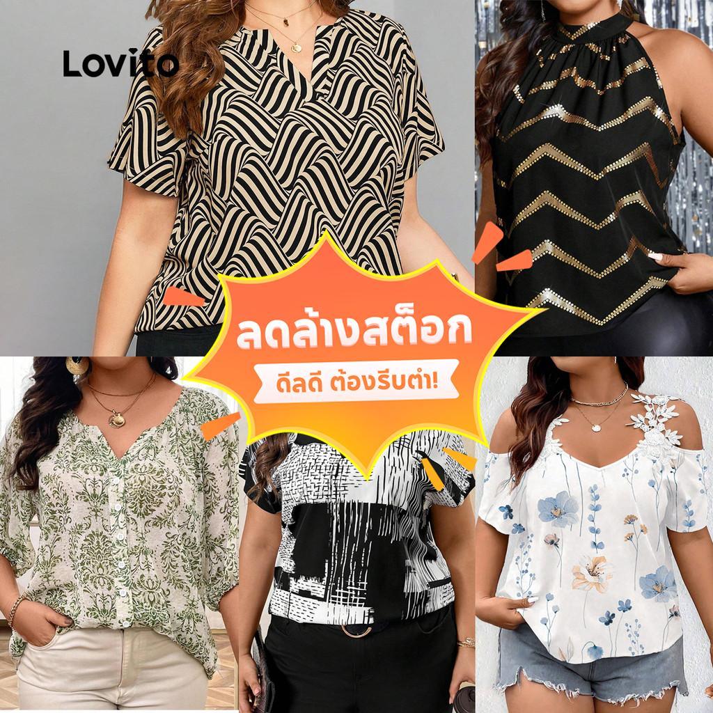 Lovito Special Casual Plus Size Tops for Women