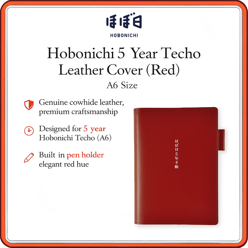 Hobonichi 5 Year Techo Leather Cover A6 – Genuine Cowhide Planner Cover