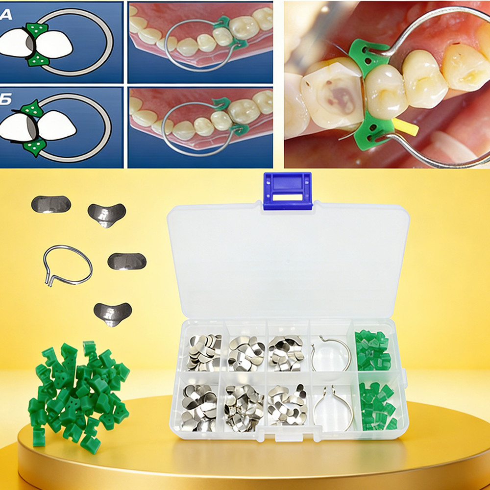 140pcs/box Dental Matrix Sectional Contoured Metal Matrices Bands Add-On Wedge Dental Matrix Rings D