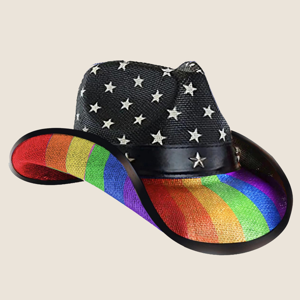 Western cowboy hat, American moon-star rainbow jazz hat, cowboy straw hat