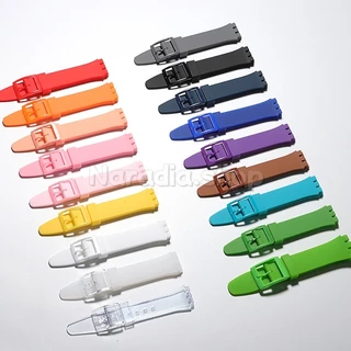 SWATCH สําหรับ ตัวอย่าง 12-20มิลลิเมตรที่มีสีสันซิลิโคนกันน้ํายางนาฬิกาวงผู้ชายผู้หญิงเปลี่ยนสายนาฬิกาสําหรับกีฬา
