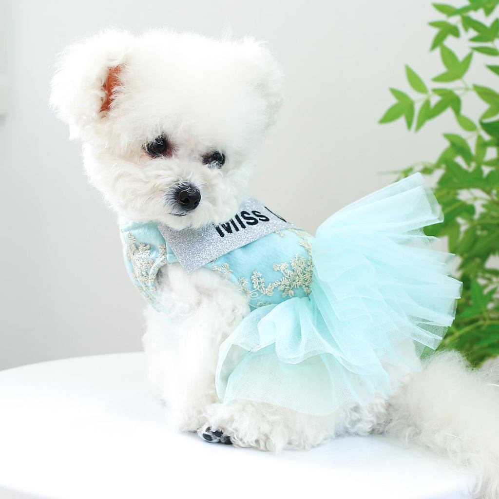 Selena สุนัขเจ้าหญิงกระโปรงลูกสุนัขชุดเสื้อผ้า MissUniverse หรูหราชุดแมวตาข่ายสัตว์เลี้ยงเครื่องแต่ง