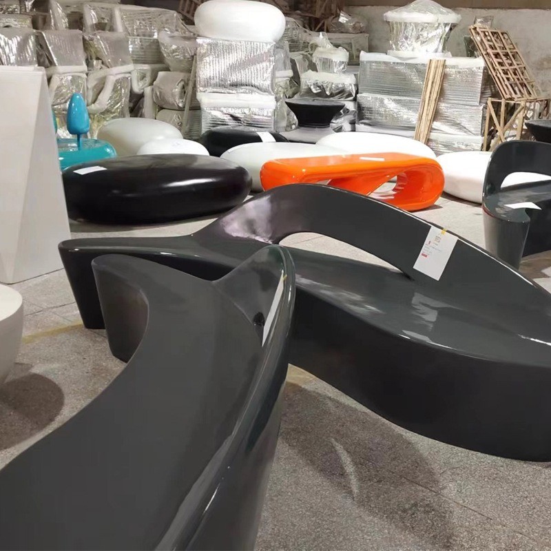 เฟอร์นิเจอร์พักผ่อน FRP Meichen เก้าอี้โค้ง FRP สำหรับกลางแจ้ง ห้างสรรพสินค้า ม้านั่งยาว FRP Meichen