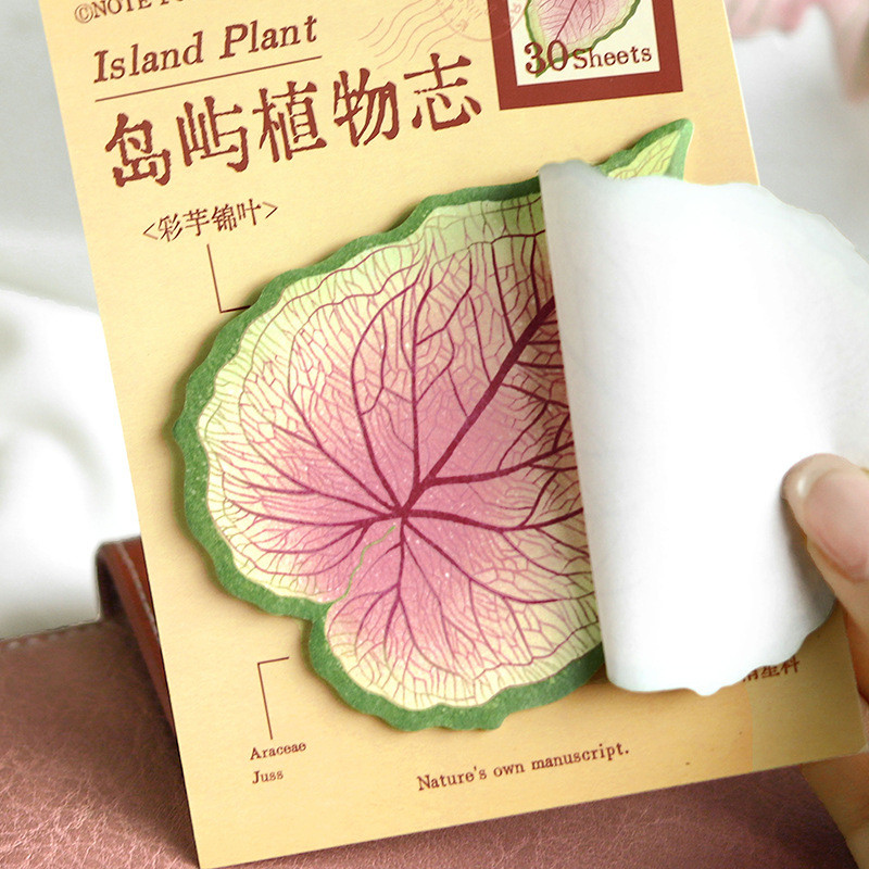 พร้อมสต็อก 30ชิ้น/แพคเกจ โน้ตบุ๊กธีมใบ วัสดุกระดาษเหนียวพิเศษ สําหรับตกแต่งและข้อความ