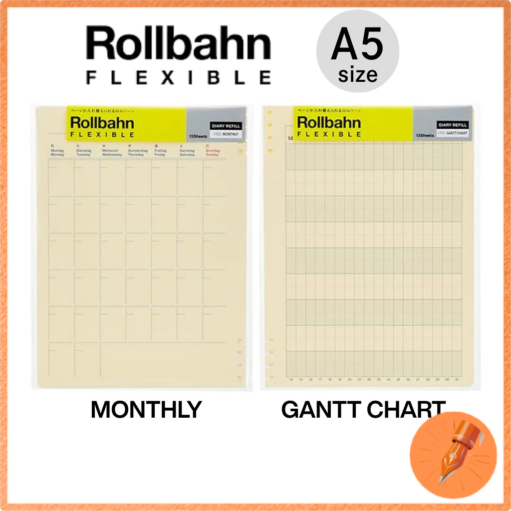 DELFONICS 2-piece set Rollbahn Flexible A5 Diary Refill Free Monthly / Free Gantt Chart