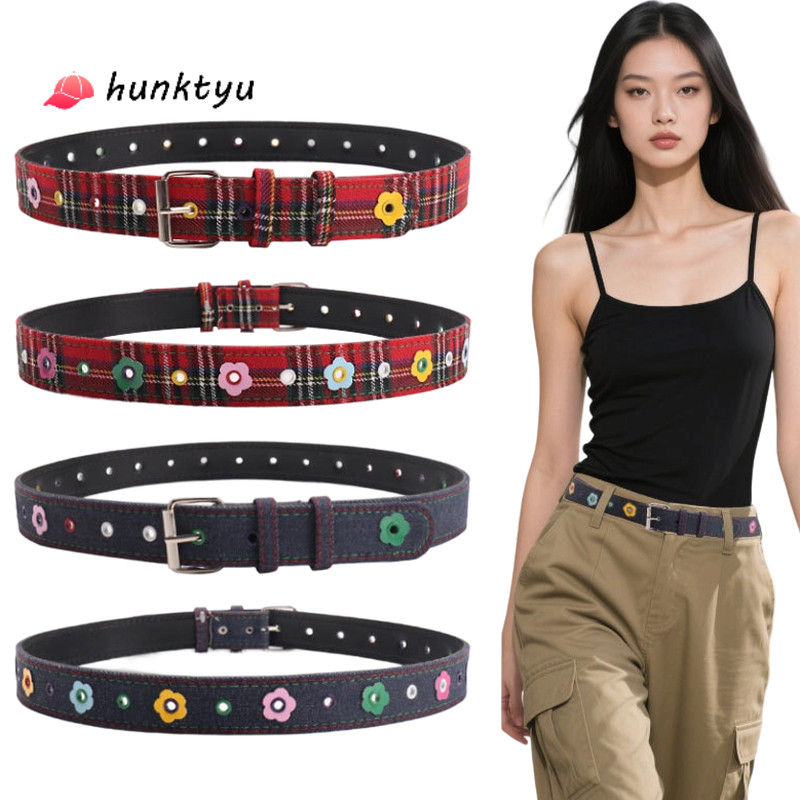 [พร้อมส่ง] เข็มขัดยีนส์ Y2K ลายดอกไม้ สีโดปามีน เข็มขัดผู้หญิง วินเทจ น่ารัก เครื่องประดับแฟชั่น ใส่กับยีนส์เท่ๆ