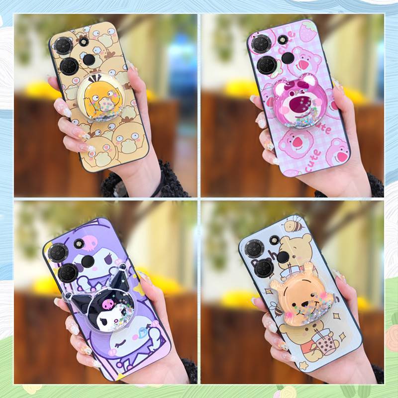 ขาตั้งหมุนได้ Quicksand เคสโทรศัพท์สําหรับ TCL 503/T442M/T442A/T442J TPU นุ่มแฟชั่นออกแบบการ์ตูนทนทา