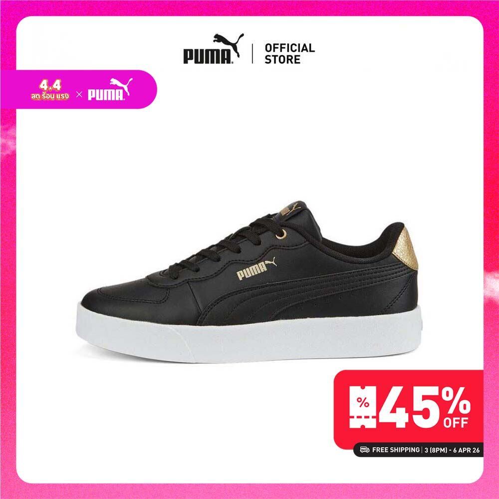 PUMA BASICS - สนีกเกอร์ผู้หญิง Skye Clean Distressed สีดำ - 38666601
