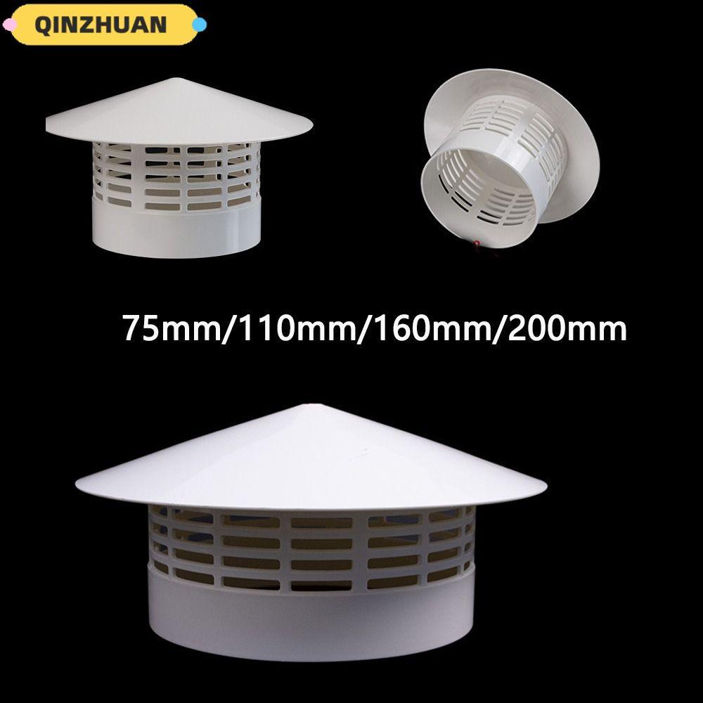 QINZHUAN หมวกกันฝนระบายอากาศ, ผนังภายนอก 75-200 มม. ฝาครอบป้องกันท่อเตา, ท่อไอเสีย PVC ทนทาน Air Outlet ระบบระบายอากาศ