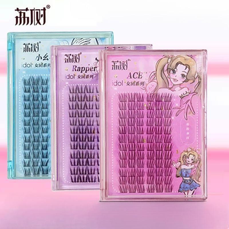 LISHU ขนตาปลอมสาว Group Idol Series Eyelash Book ธรรมชาติจําลอง Trilogy เดี่ยว Cluster Segmented Self-Adhesive สําหรับผู้เริ่มต้นขนตาปลอม Eye แต่งหน้า