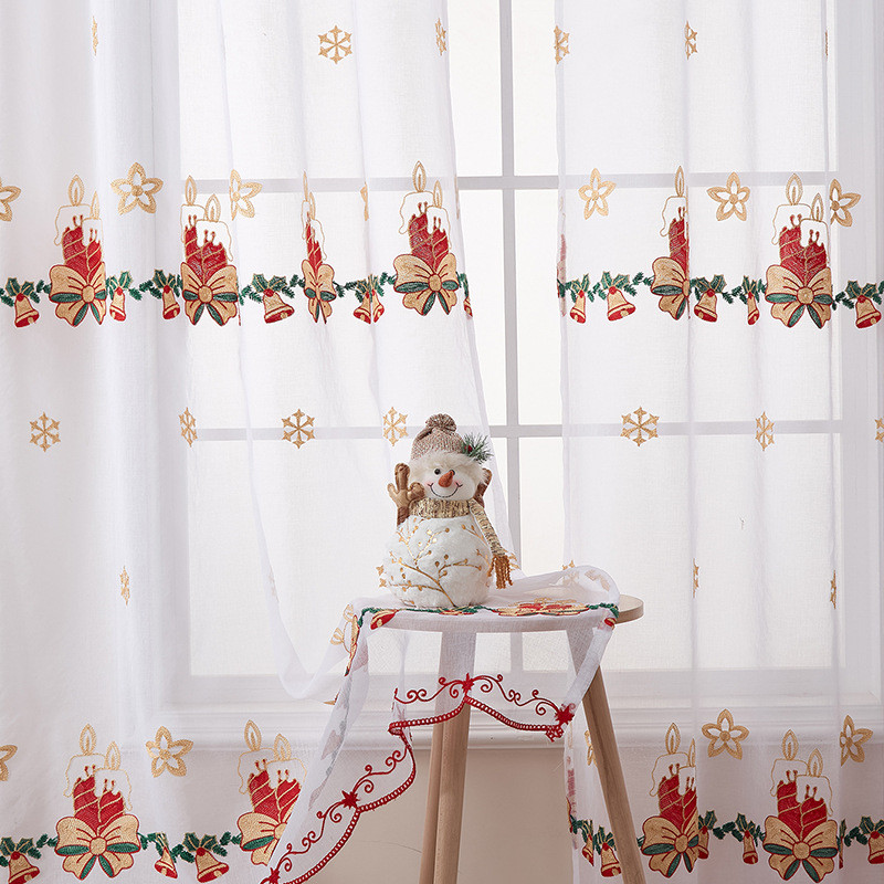 1pc Christmas Sheer Curtains 84 Inches Long for Living Room, Snow Drapes for Bedroom, Holiday Winter