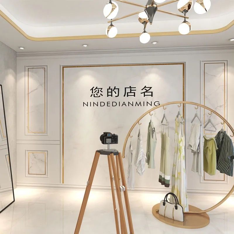 Influencer Live พื้นหลังผ้าติดผนัง 2024 สไตล์ใหม่ 3d HD ร้านขายเสื้อผ้าผ้าติดผนัง High-End Simple Light Luxury วอลล์เปเปอร์ - รูปที่ 2