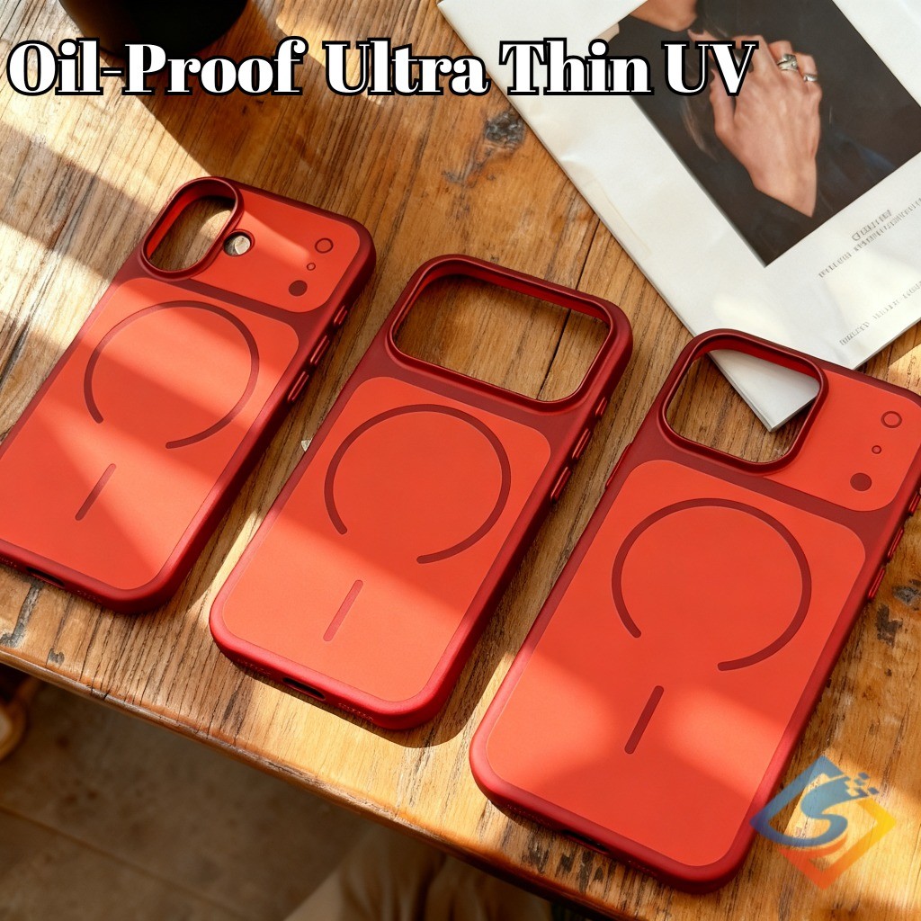 ปีใหม่สีแดงแม่เหล็กบางเฉียบเคสโทรศัพท์ยูวีสําหรับiPhone 17 Pro Max 12 13 14 15 16 Pro Max Slim PC Hard Matteปลอกกันกระแทก