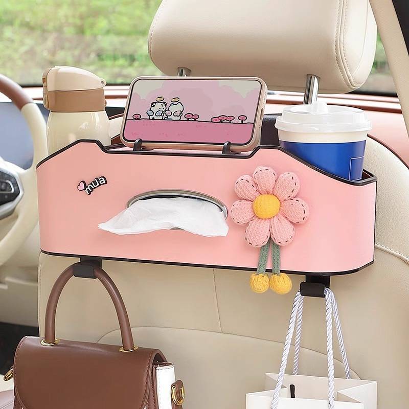 【Ready Stock】 Car Chair Back Storage Rack Car Multifunction Storage Box Storage Cute Water Cup Holde