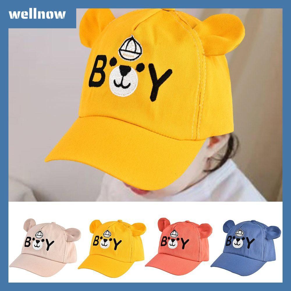 WELLNOW หมวกเบสบอลเด็ก ออกแบบการ์ตูน ป้องกันแสงแดด ปรับไซส์ได้ สำหรับหนุ่มน้อยและลูกสาวในฤดูใบไม้ผลิและฤดูร้อน