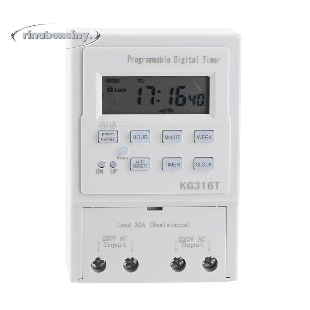 RINABONSINY Digital Timer Switch, Microcomputer AC 220V Programmable Timer, Smart Home 30A 1W Power 