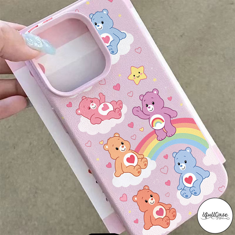 เคสไอโฟน17สำหรับ IPhone 11 17 Air 15 16 12 13 14 Pro Max XR X XS Max 7 8 16 15 Plus เคสหนังลาย หมีรักรุ้งสีหลายแบบสวย