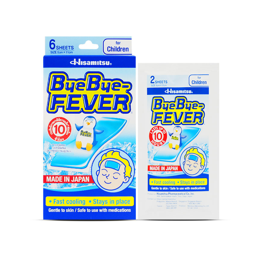 Bye Bye Fever แผ่นเจลลดไข้เด็ก ซอง 2 แผ่น