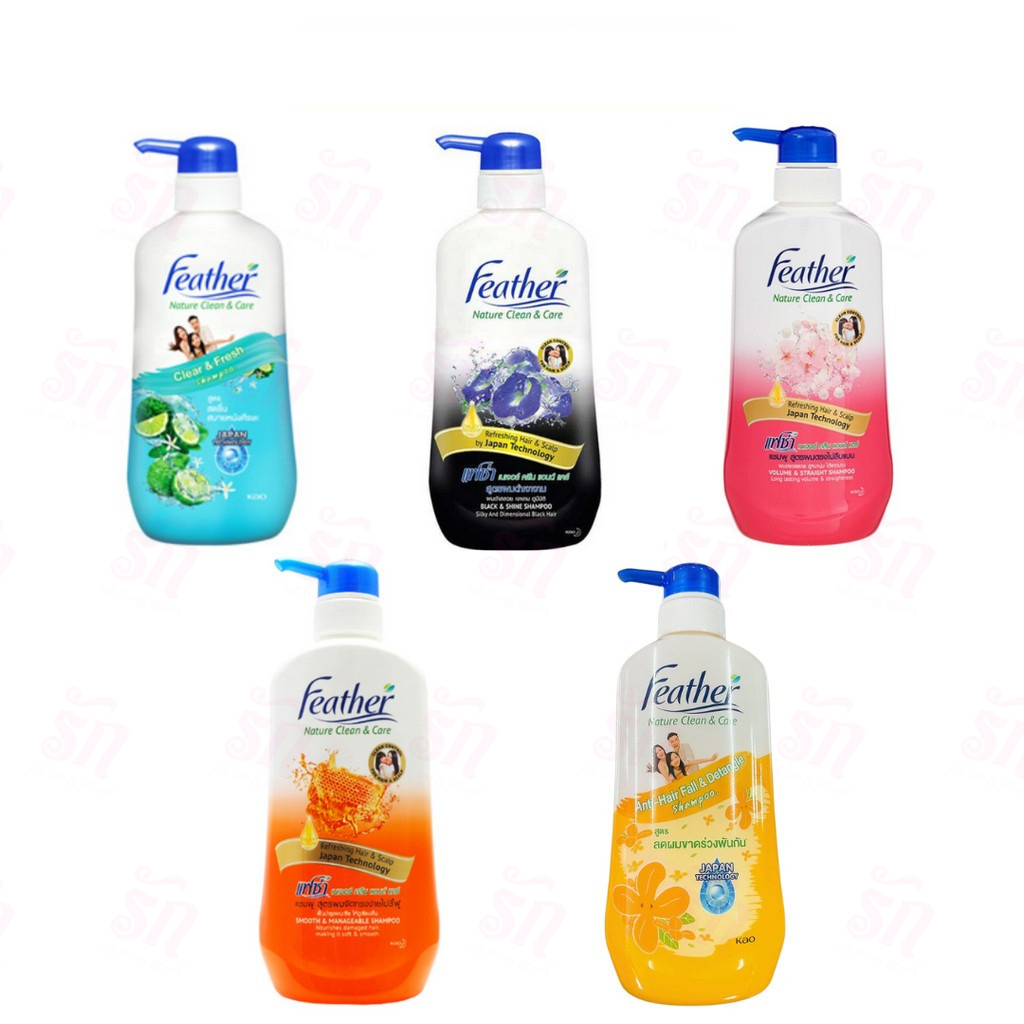 Feather Black&Shine Shampoo 480 ml.แฟซ่า เนเจอร์ คลีน แอนด์ แคร์ เเบล็คแอนด์ไชน์ 480ml.#ครบทุกสูตร