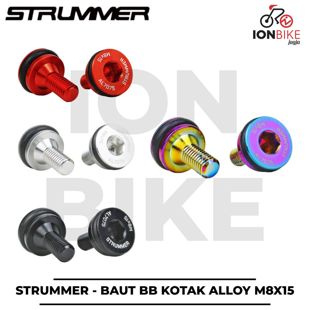 CNC Alloy Strummer กล่อง BB Bolt M8 x 15 มม.พร้อมฝาครอบอลูมิเนียม Crankset MTB BMX Mountain Racing R
