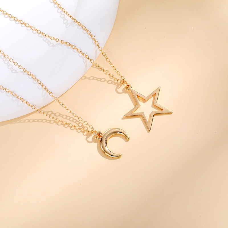สร้อยคอยอดนิยม.Simple Star Moon และ Cat Pendant เพื่อนแท้ของคุณ 06zj