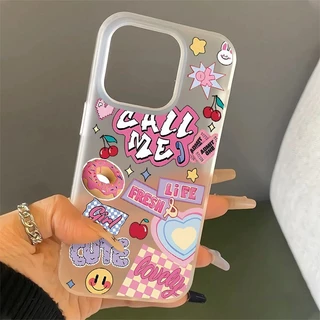 รอยยิ้มและตัวอักษร For iPhone เคสโทรศัพท์ ที่มีเนื้อสัมผัสพิเศษ 16 14 13 XR 11 16 Pro Max 15 12 PRO 14 15 16 Plus
