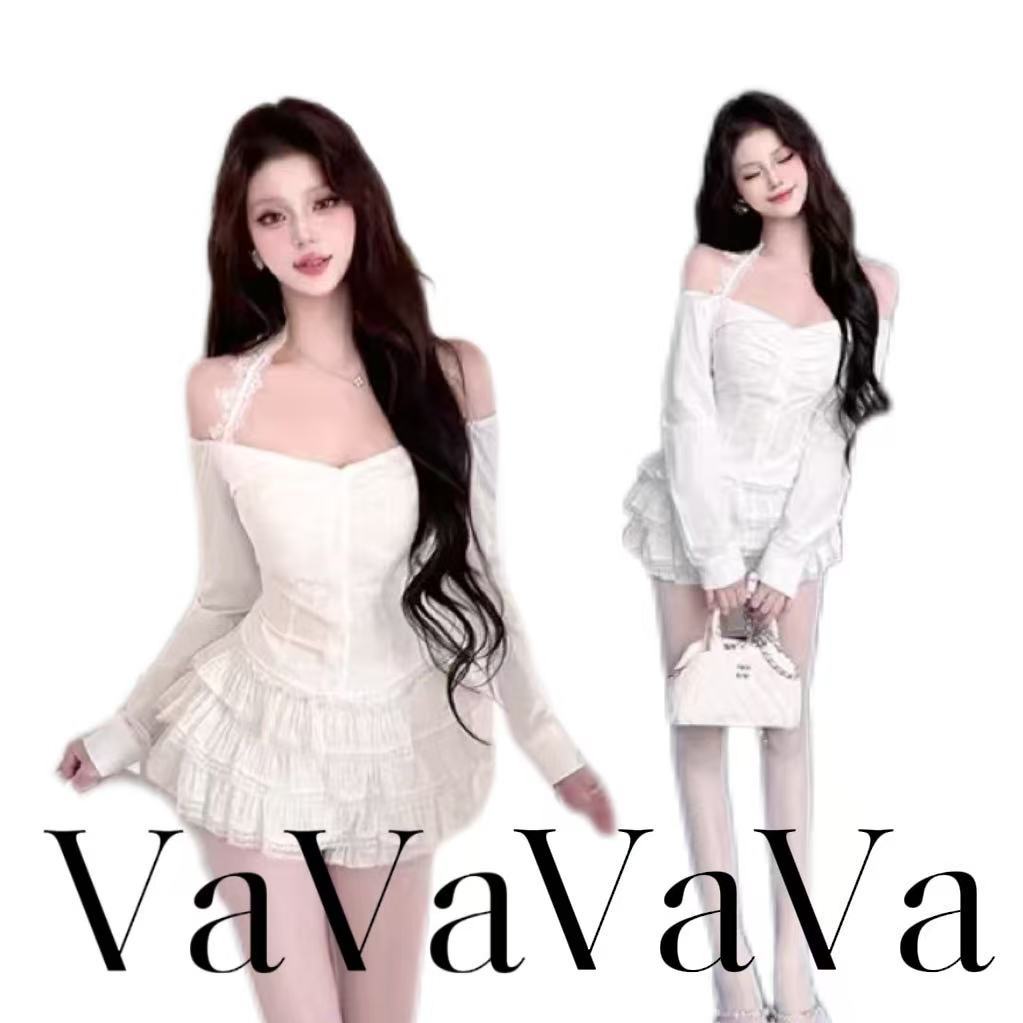 VaVa【ในสต็อก】เสื้อเชิ้ตผ้าลูกไม้เนื้อบางเบา สวยงาม และมีเสน่ห์ ทรงเข้ารูป ดูดีและอ่อนเยาว์
