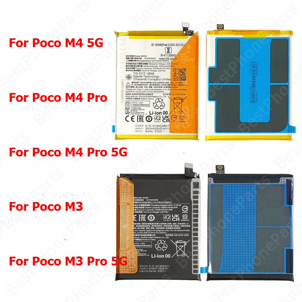 1 ชิ้นแบตเตอรี่สําหรับ Xiaomi Poco M4 Pro 4G M3 5G BN5H BN5D BN5C BN62 BN5A โทรศัพท์มือถือในตัว Li-l