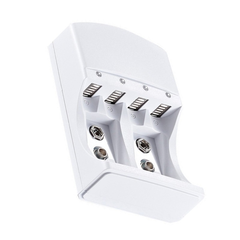 WU 4 Slot LR06 LR03 Charger Wall พร้อมไฟ LED สําหรับแบตเตอรี่ 9V