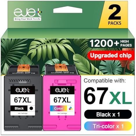 67XL ตลับหมึกสีดํา/สี Combo Pack สําหรับ HP หมึก 67 67XL ใช้งานร่วมกับ HP Deskjet 2700e 2755 2755e 2