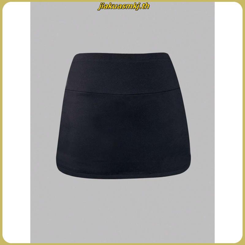 SShine Inawly กระโปรงมินิสีทึบสําหรับผู้หญิงพร้อมผ่าข้าง