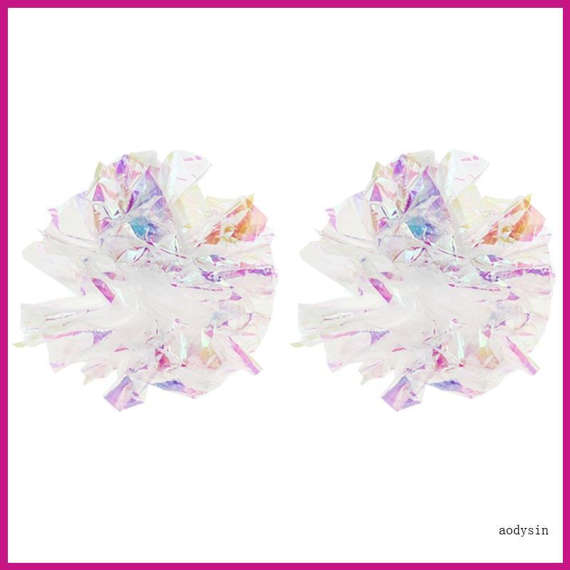 (ส่วนลดสูง)aodysin.th 2 แพ็ค Mylar Balls สําหรับของเล่นแมว Dye Colourful Crinkle สําหรับลูกแมวและ C