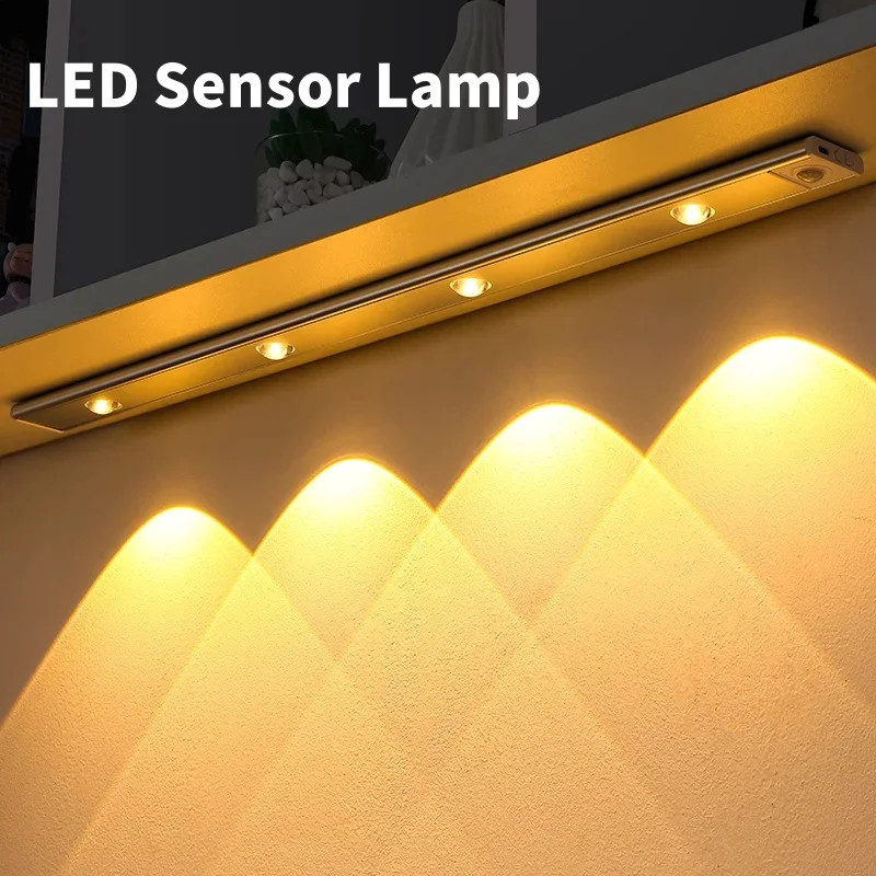 Motion Sensor Light LED Sensor โคมไฟไร้สาย Ultra Thin USB LED สําหรับตู้ครัวห้องนอนตู้เสื้อผ้าแสงในร