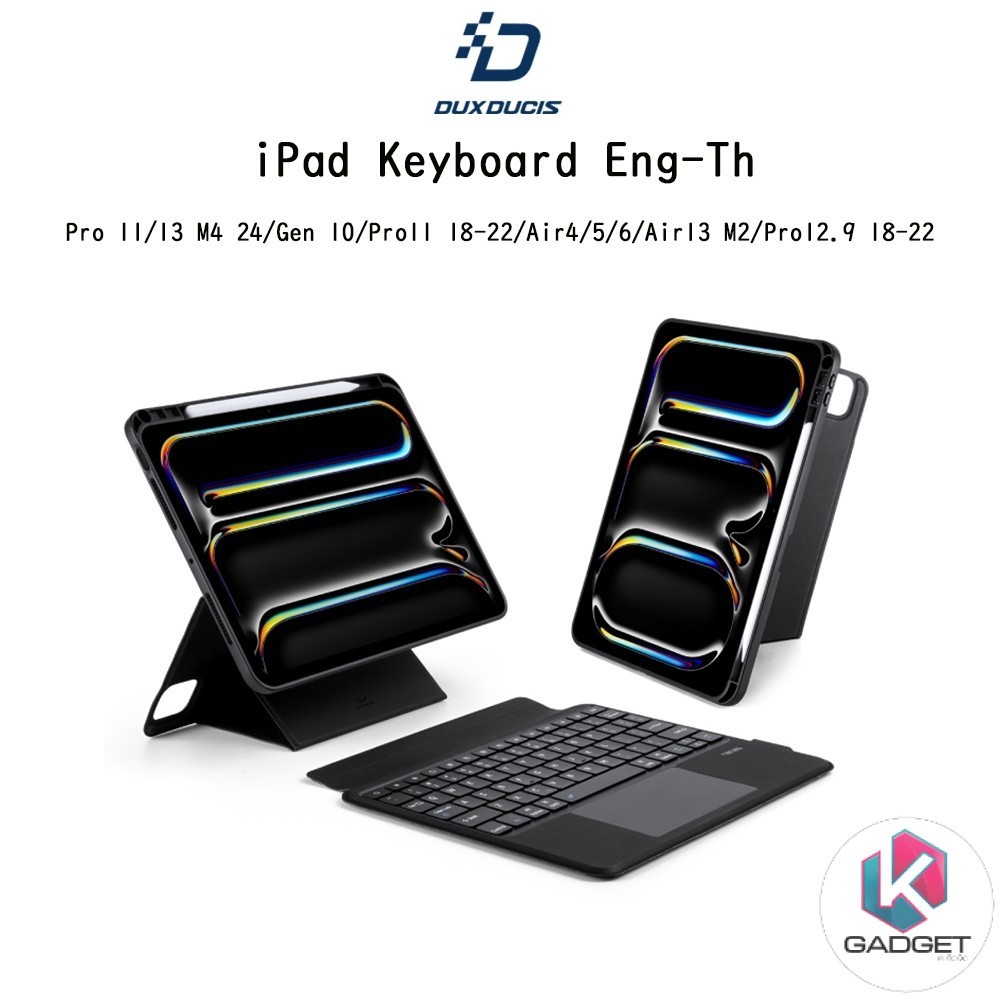 DUX DUCIS iPad Keyboard Eng-Th เคสพร้อมคีย์บอร์ดถอดแยกได้พร้อมเคสแม่เหล็กเกรดพรีเมี่ยม เคสสำหรับ iPa