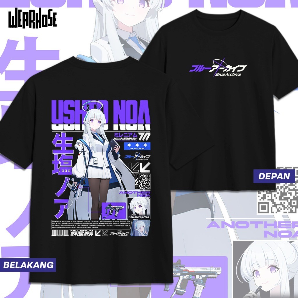 OSHINO NOA BLUE ARCHIVE OSHIO NOA DB เสื้อยืดอะนิเมะเกม Blue Archive Unisex Wearhose