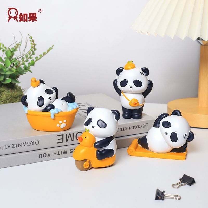 Hot Sale#Tao Bear Cute Panda Figurine Creative Home Decoration Animal Living Room Children's Room Of
