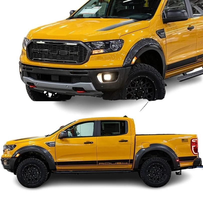 Matte Black ROUSH Side Letter Stripes with Hood Decal Graphics Blackout Stickers Vinyl Wrap Wrap Wra