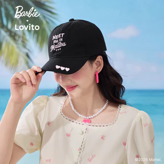 Barbie™ X Lovito หมวกทรงลำลองปักลายสไตล์สุดน่ารักสำหรับฤดูร้อน เกาหลี อินเทรนด์ LB1AD029