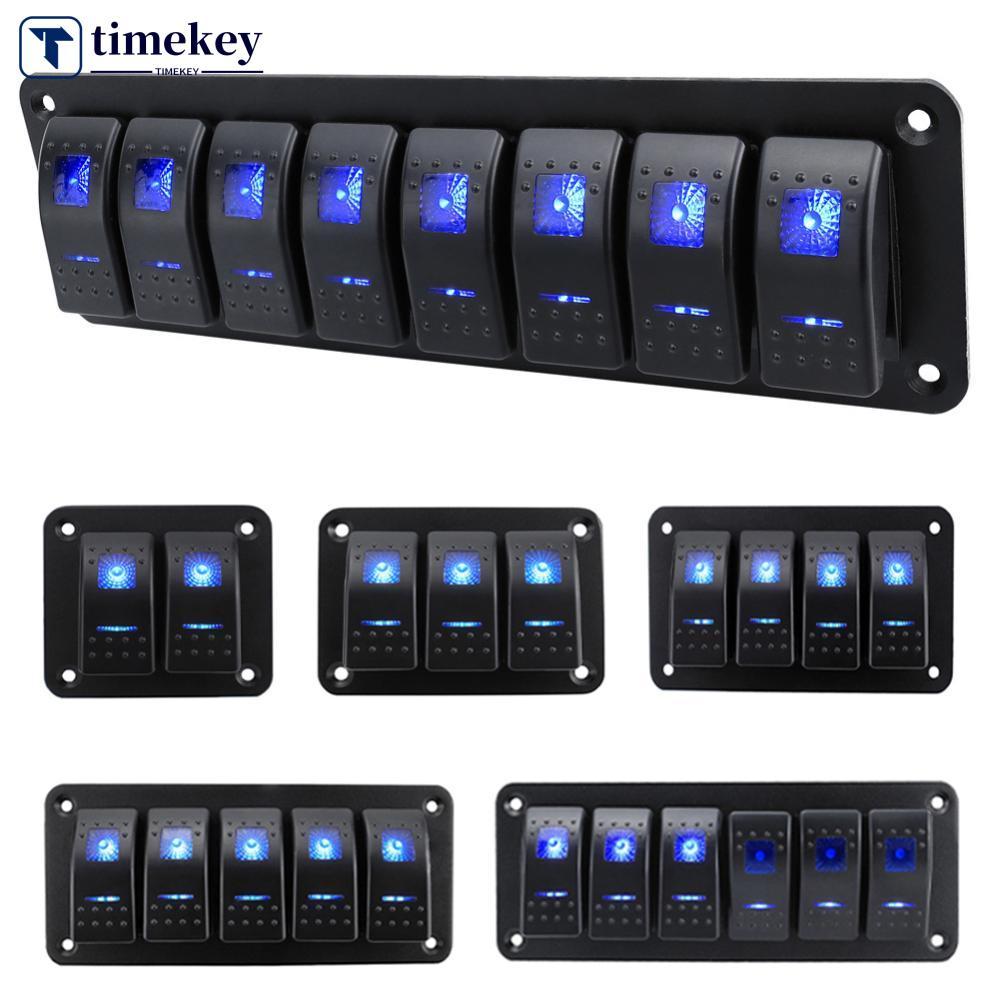 TIMEKEY Marine 2/3/4/5/6/ 8 Group Rocker แผงสวิตช์ 5-pin สําหรับ 12 V/24 V รถยนต์ ATV Trailers พร้อม