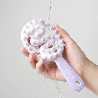 KVY Hollow Shampoo Brush #Purple เควีวาย แปรงสระผมสีม่วง.