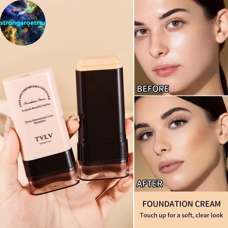 Strongaroetrtu Double- Eraser Foundation Sti With Brush มี 5 สีคอนซีลเลอร์ Moisturizing แบบพกพาออกแบ