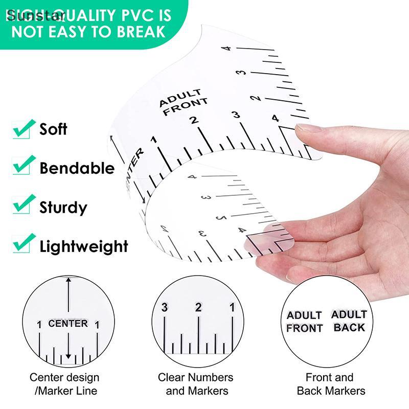 Sunstar 8 ชิ้น T เสื้อไม้บรรทัดคู่มือ PVC เสื้อยืดไม้บรรทัดการออกแบบศูนย์ T เสื้อการจัดตําแหน่งเครื่